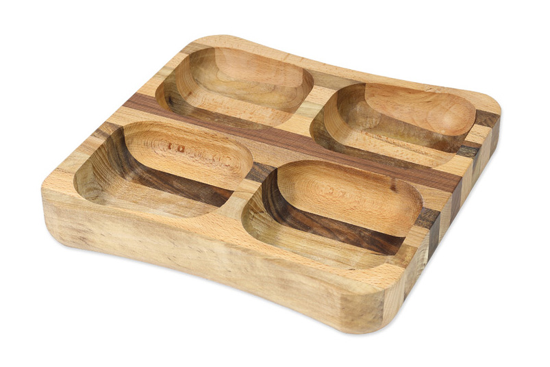SQUARE BOWL WITH 4 DIVIDERS